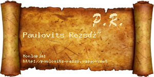 Paulovits Rezső névjegykártya